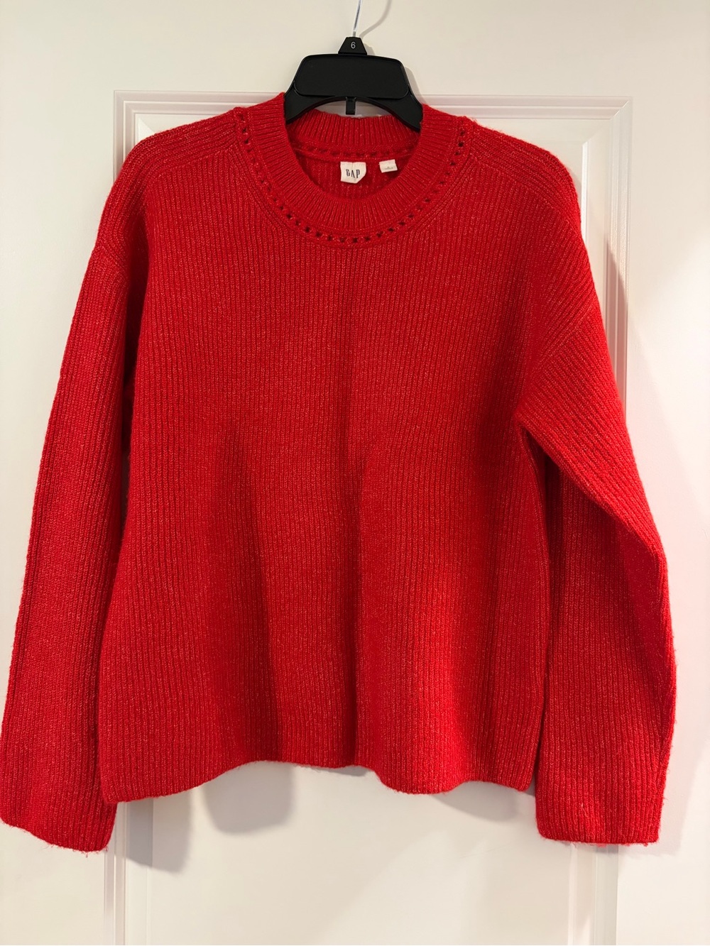 GAP Women's Bright Red Crewneck Ribbed Sweater